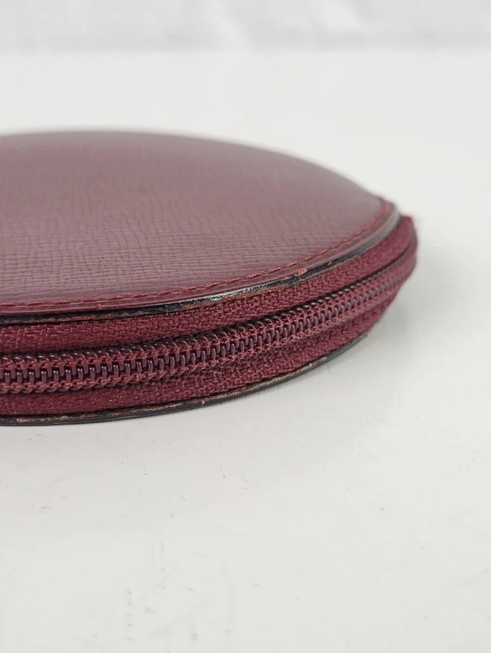CARTIER Round Zip-Around Leather Coin Purse / Wallet